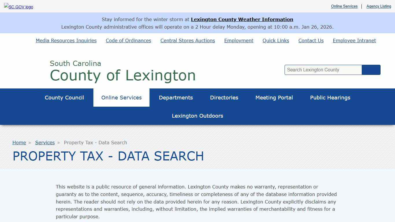 Property Tax - Data Search County of Lexington