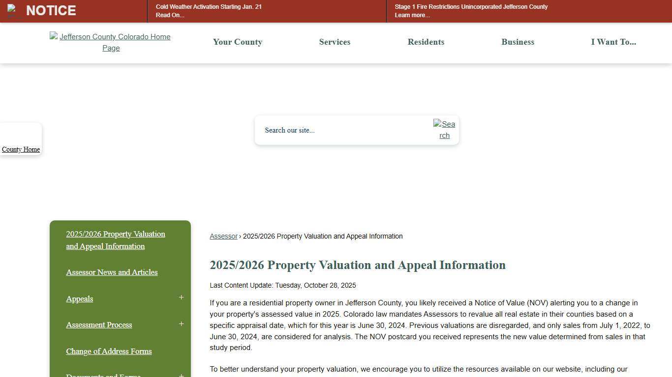 2025/2026 Property Valuation and Appeal Information Jefferson County, CO